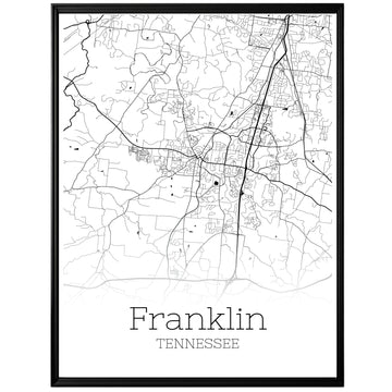 Franklin Tennessee City Map Poster - GroovyGrove