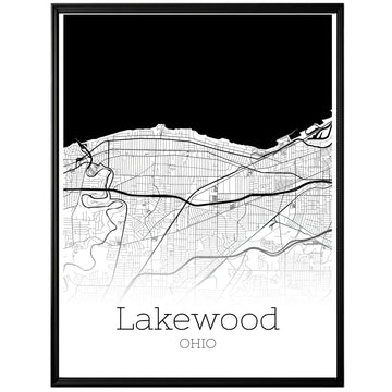 Lakewood Ohio City Map Poster - GroovyGrove