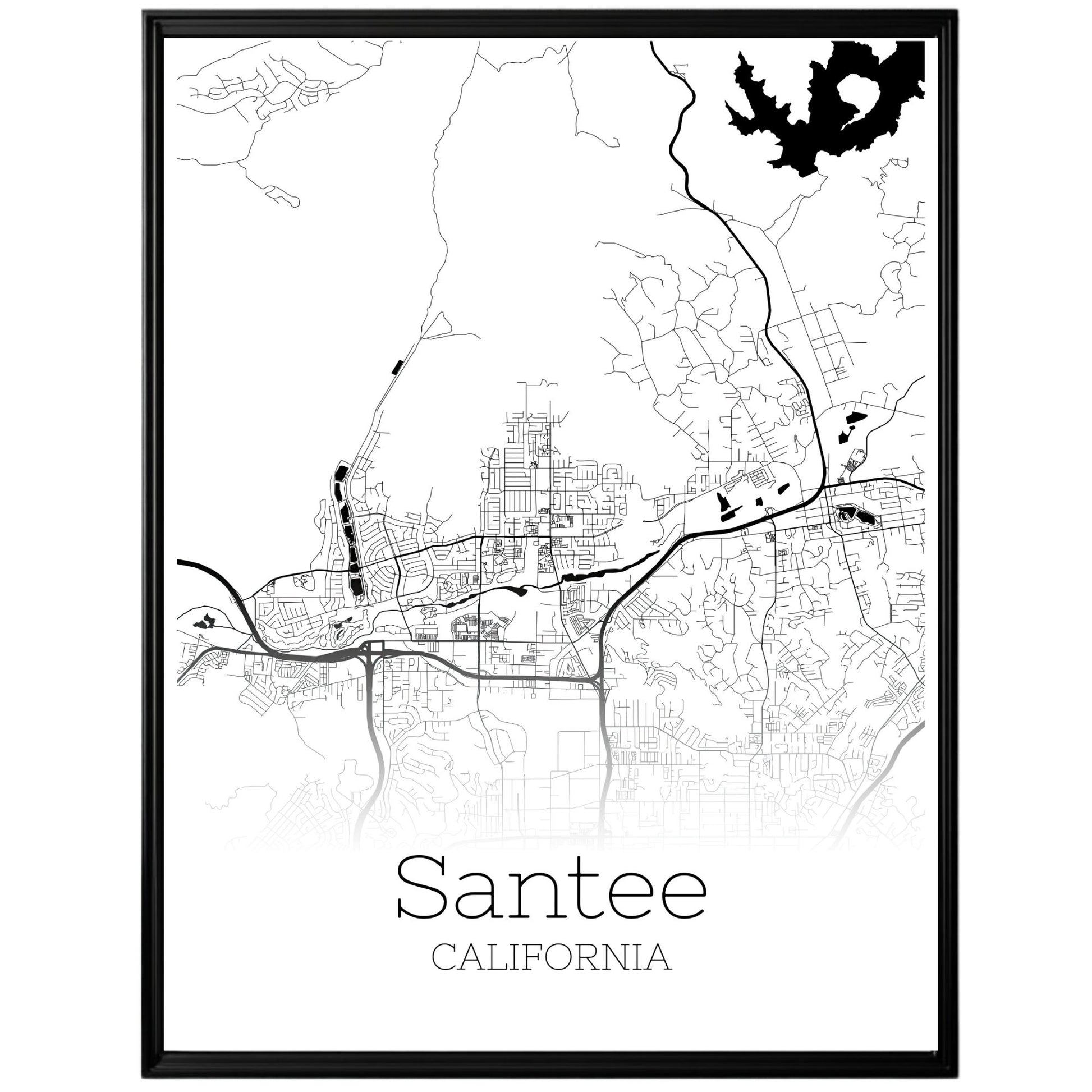 Santee California City Map Poster - GroovyGrove