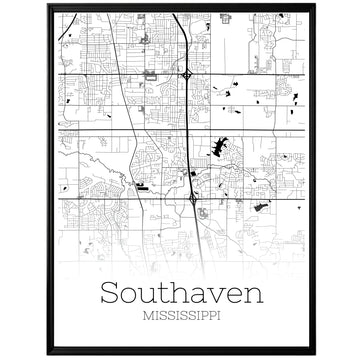 Southaven Mississippi City Map Poster - GroovyGrove