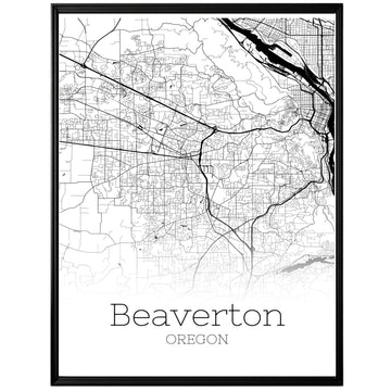 Beaverton Oregon City Map Poster - GroovyGrove