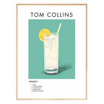 Tom Collins Retro Cocktail Poster - GroovyGrove