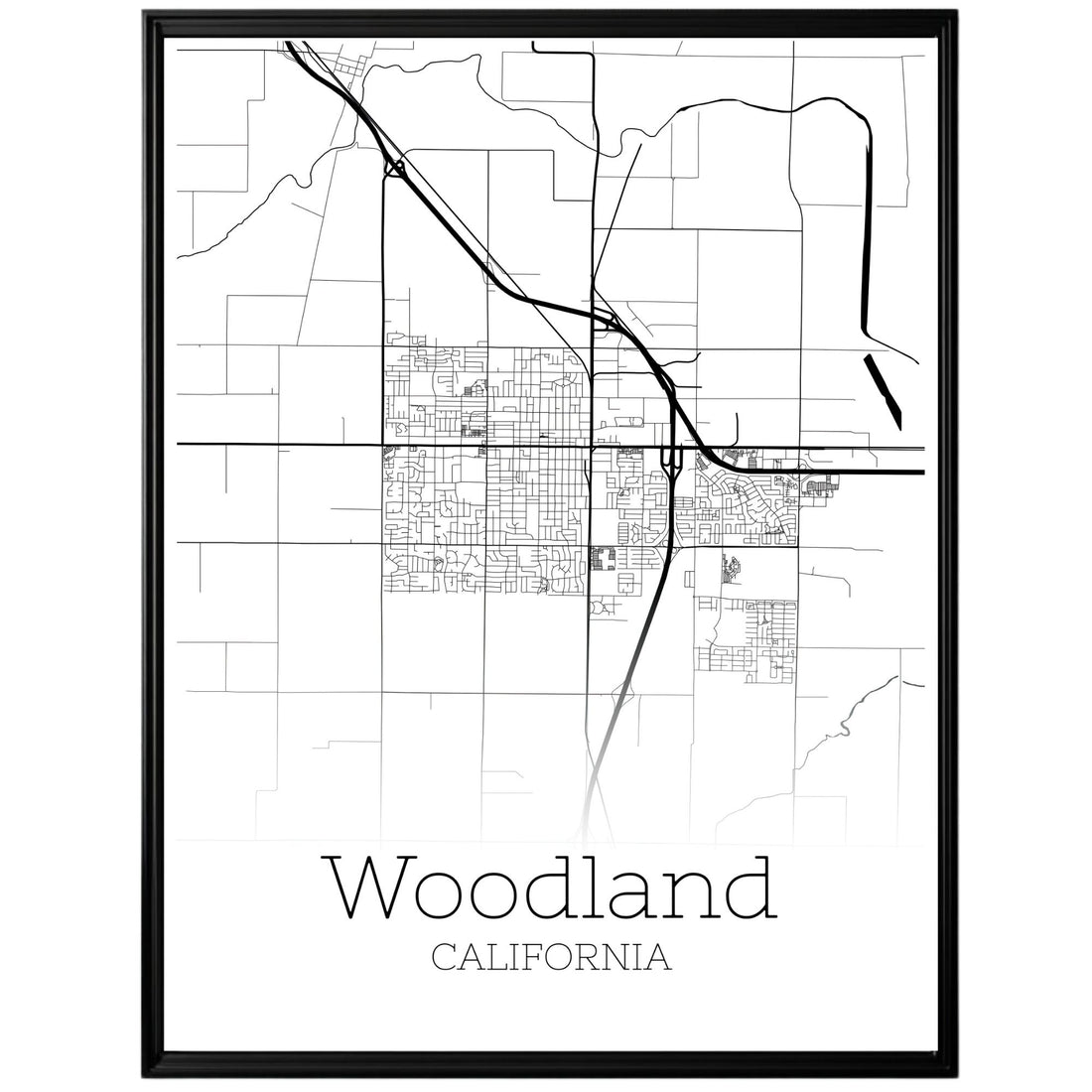 Woodland California City Map Poster - GroovyGrove