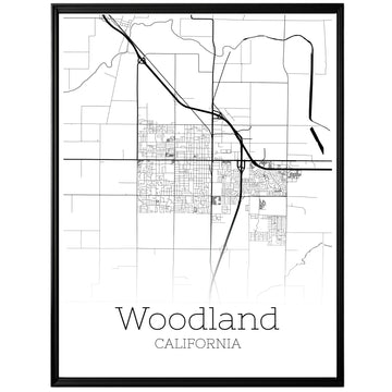 Woodland California City Map Poster - GroovyGrove