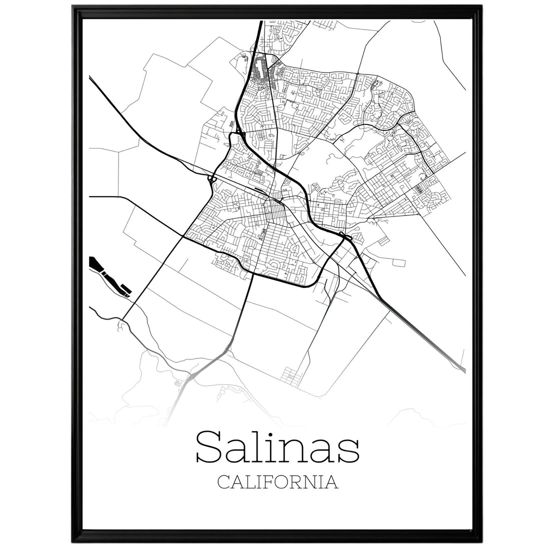 Salinas California City Map Poster - GroovyGrove