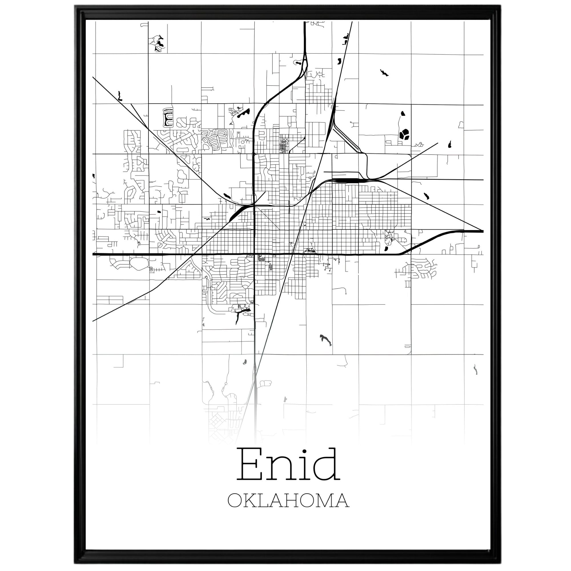 Enid Oklahoma City Map Poster - GroovyGrove