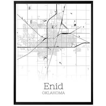 Enid Oklahoma City Map Poster - GroovyGrove