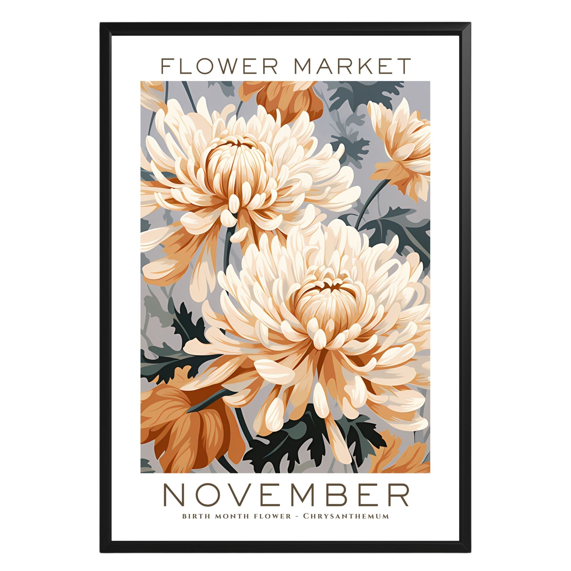 November Birthday Flower Market Poster - GroovyGrove