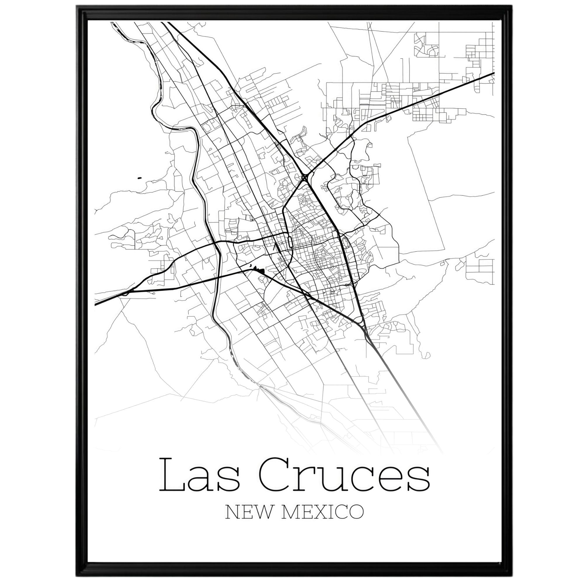 Las Cruces New Mexico City Map Poster - GroovyGrove