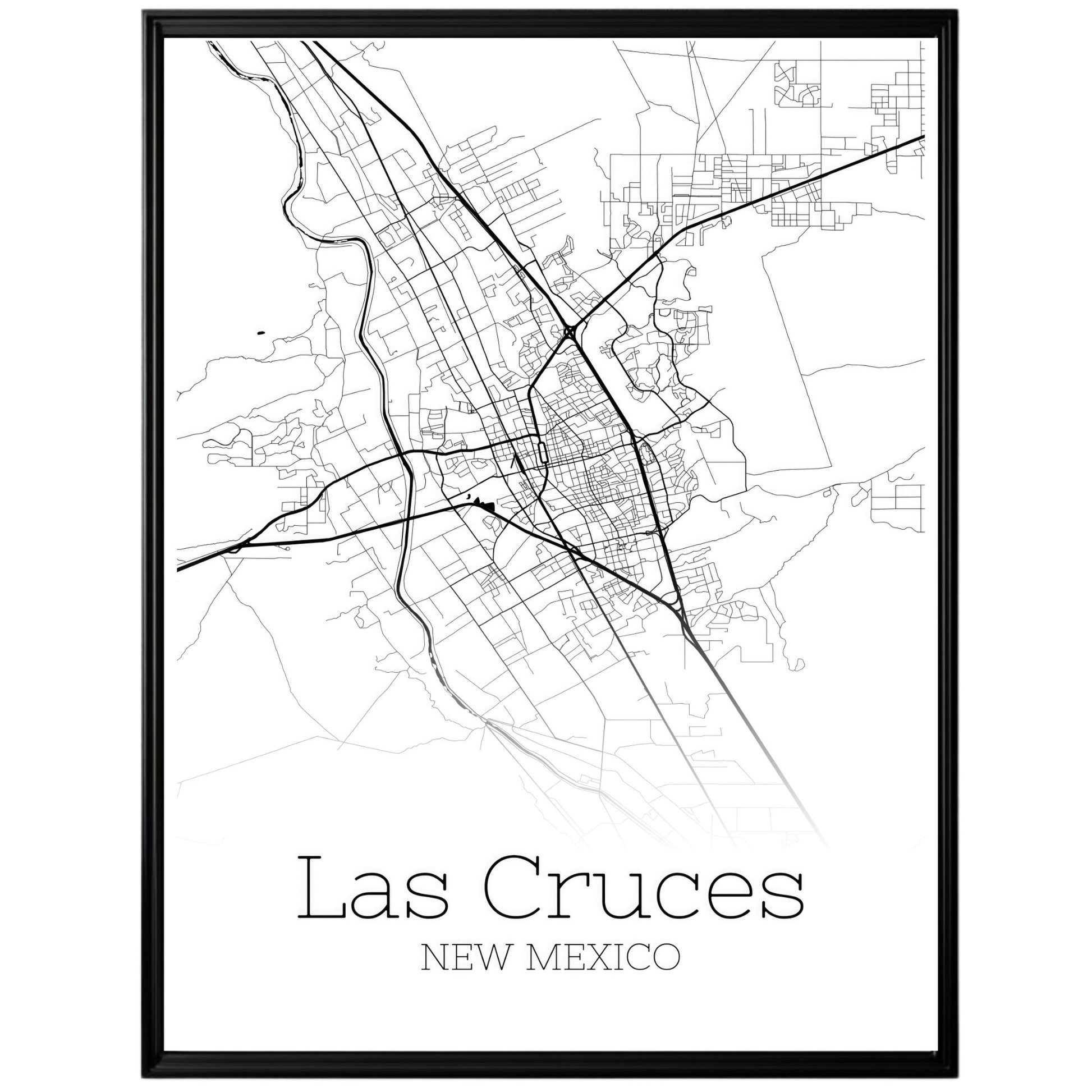 Las Cruces New Mexico City Map Poster - GroovyGrove