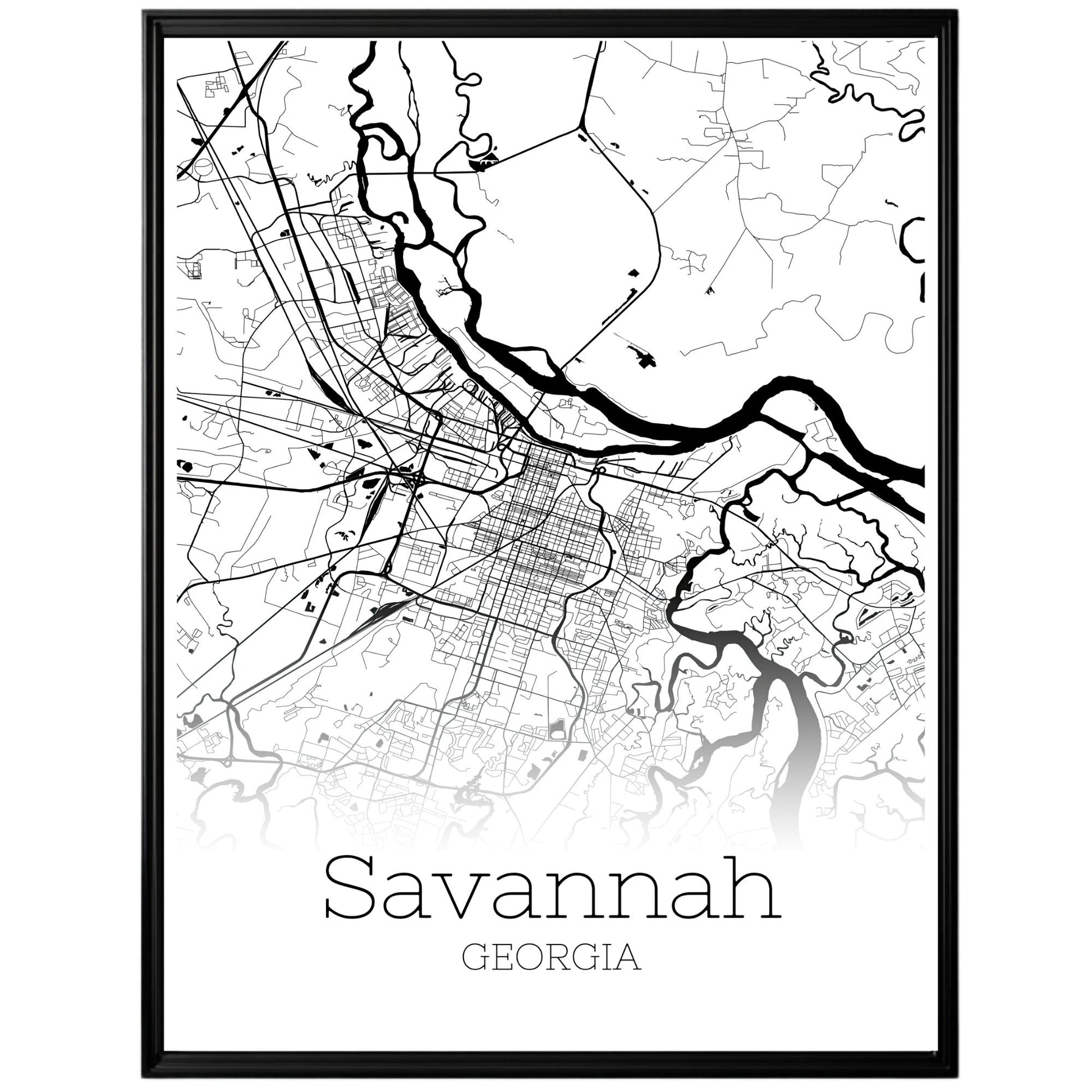 Savannah Georgia City Map Poster - GroovyGrove