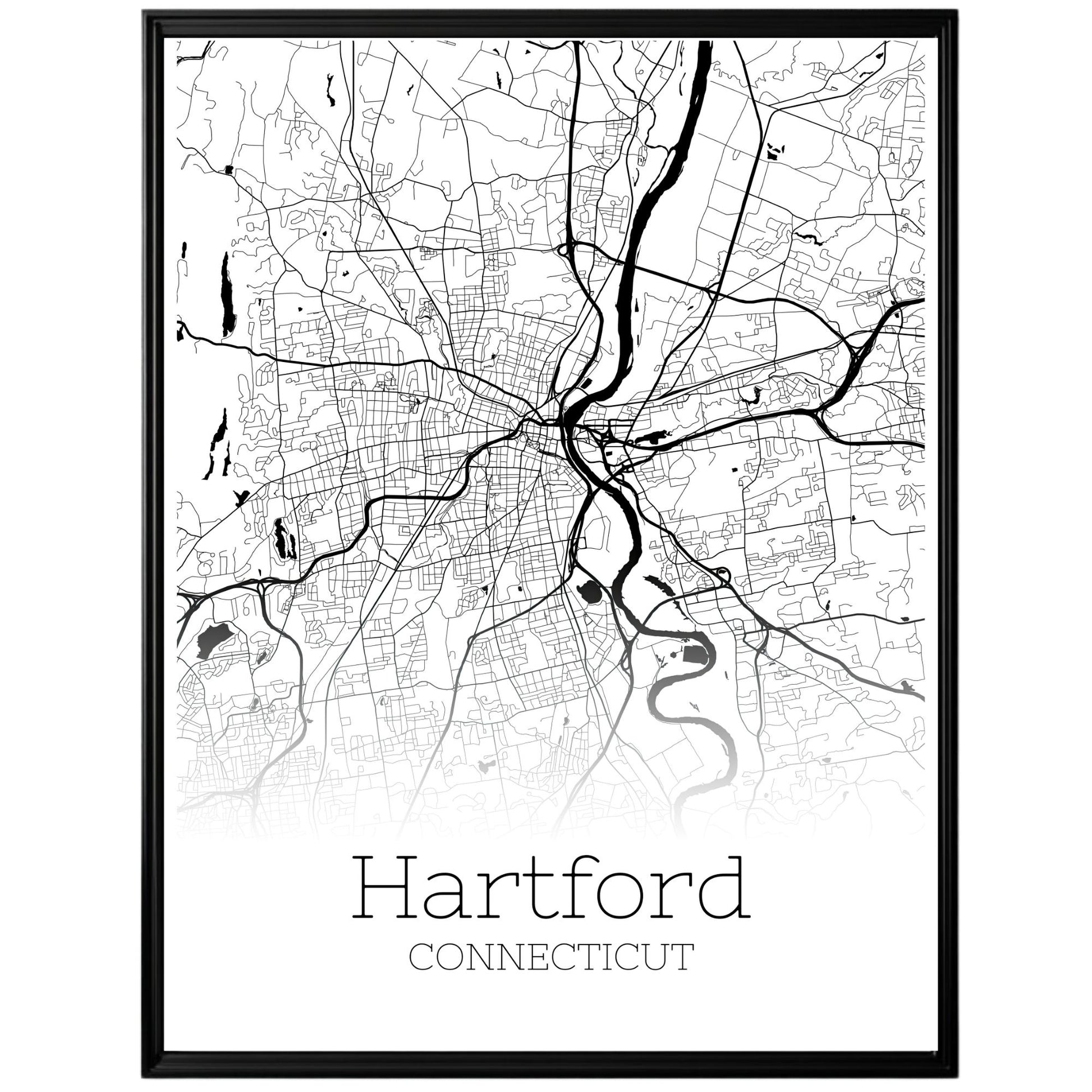 Hartford Connecticut City Map Poster - GroovyGrove