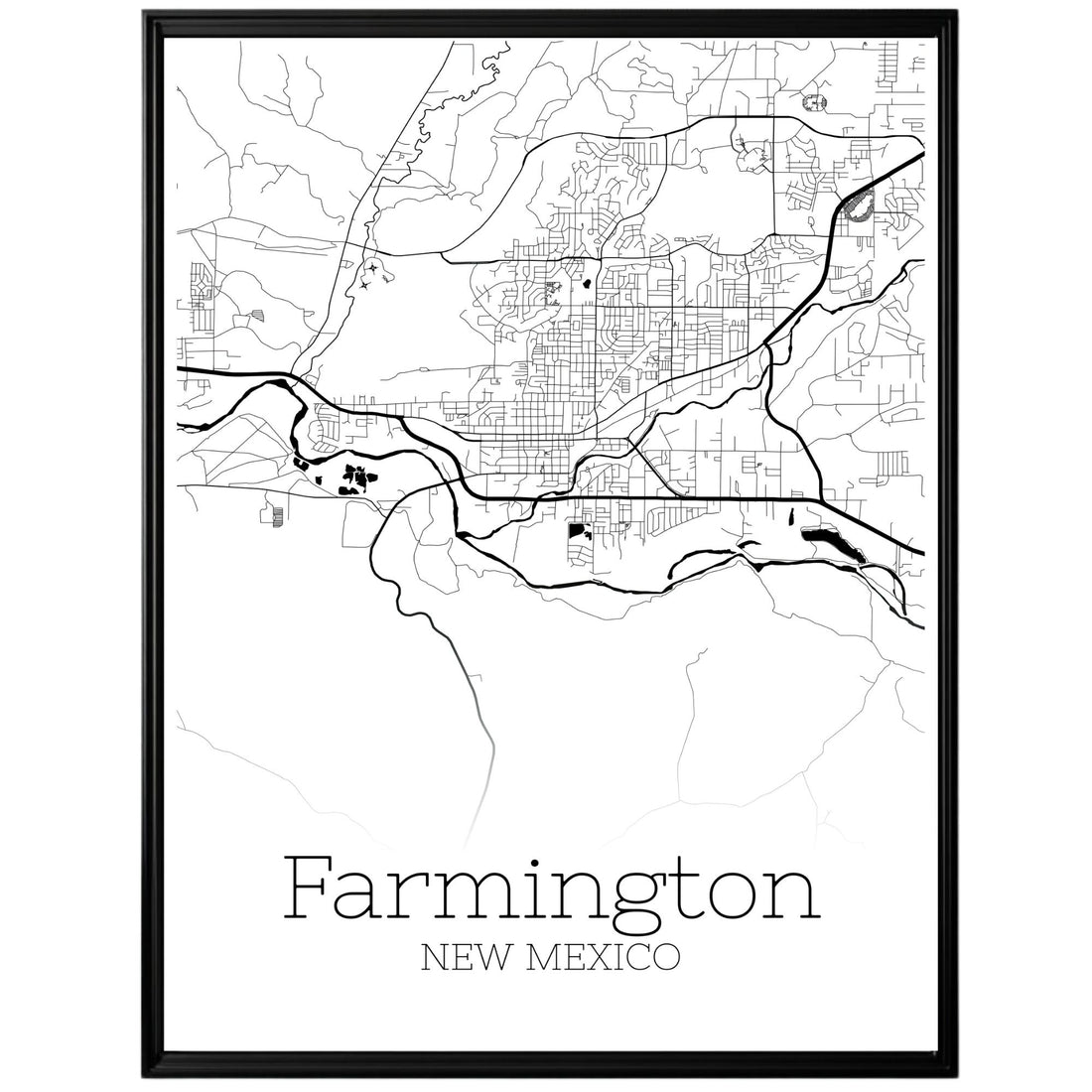 Farmington New Mexico City Map Poster - GroovyGrove