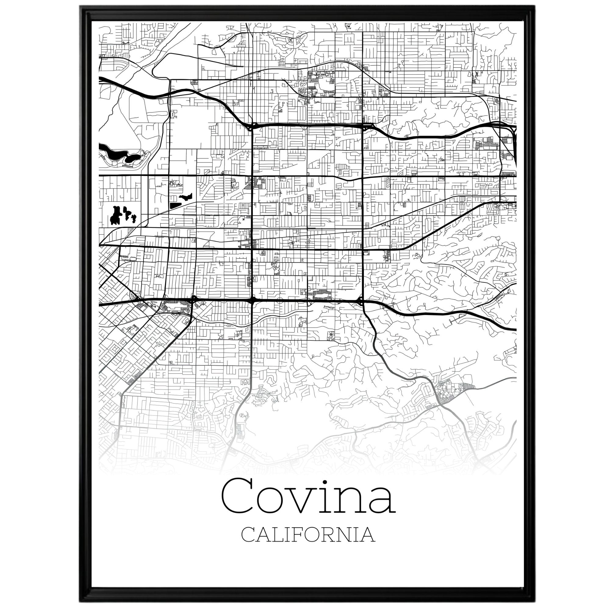 Covina California City Map Poster - GroovyGrove