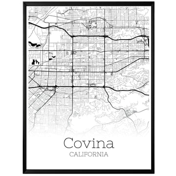 Covina California City Map Poster - GroovyGrove