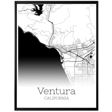 Ventura California City Map Poster - GroovyGrove