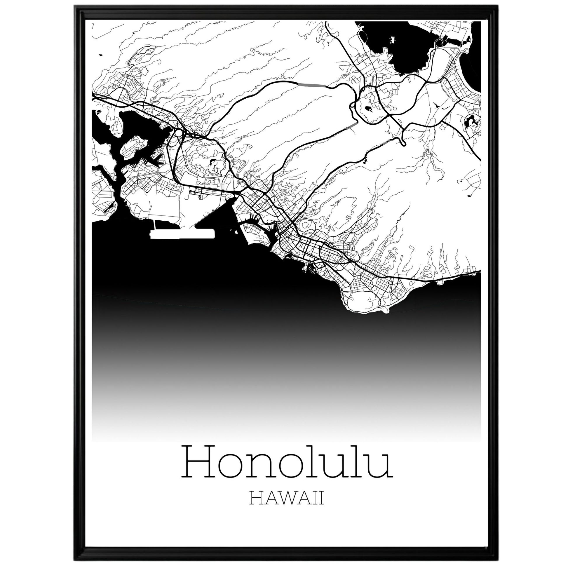 Honolulu Hawaii City Map Poster - GroovyGrove