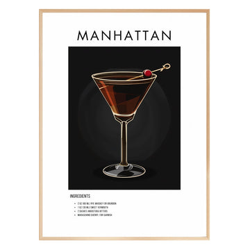 Manhattan Retro Cocktail Poster - GroovyGrove