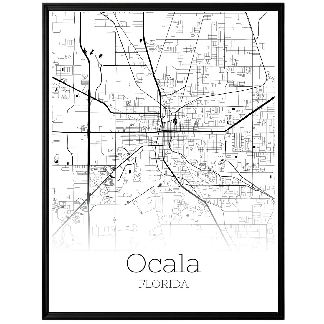 Ocala Florida City Map Poster - GroovyGrove