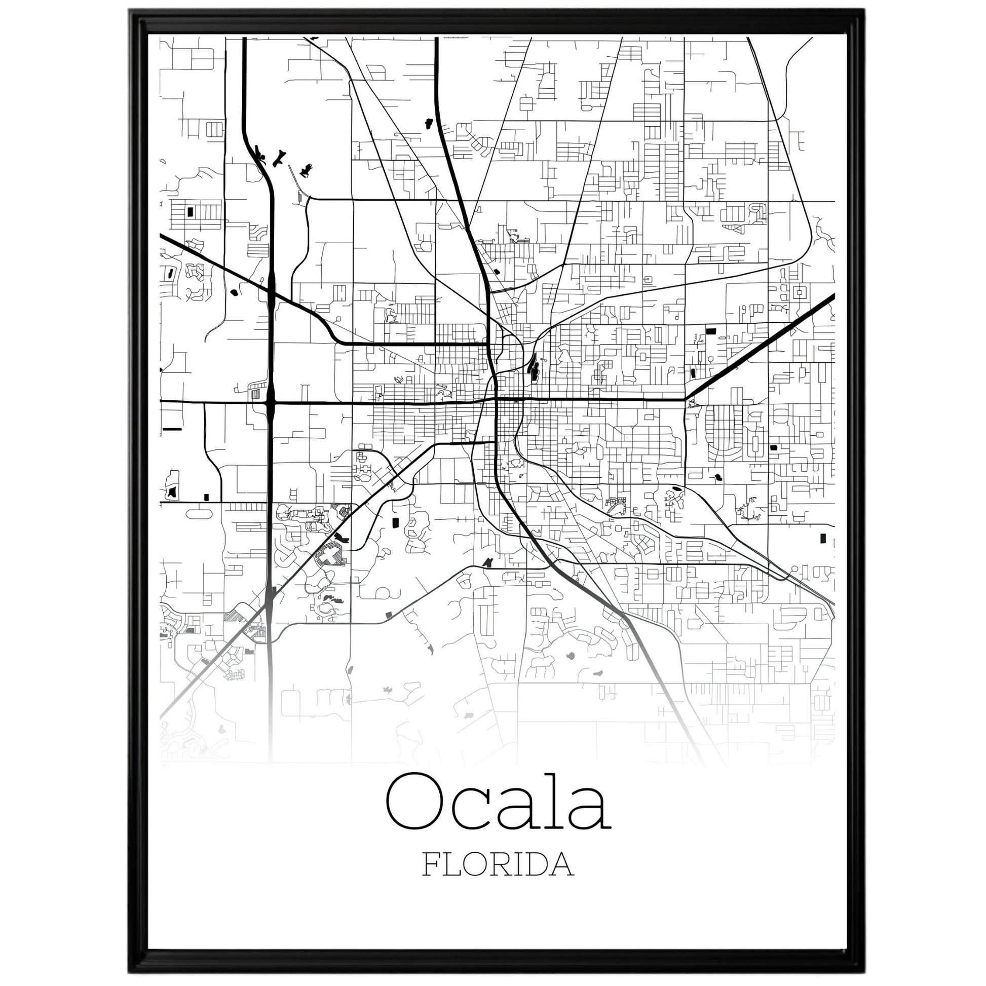 Ocala Florida City Map Poster - GroovyGrove