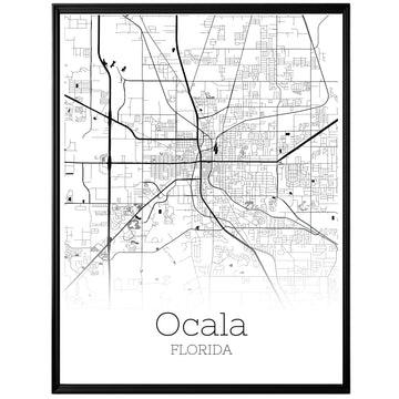 Ocala Florida City Map Poster - GroovyGrove