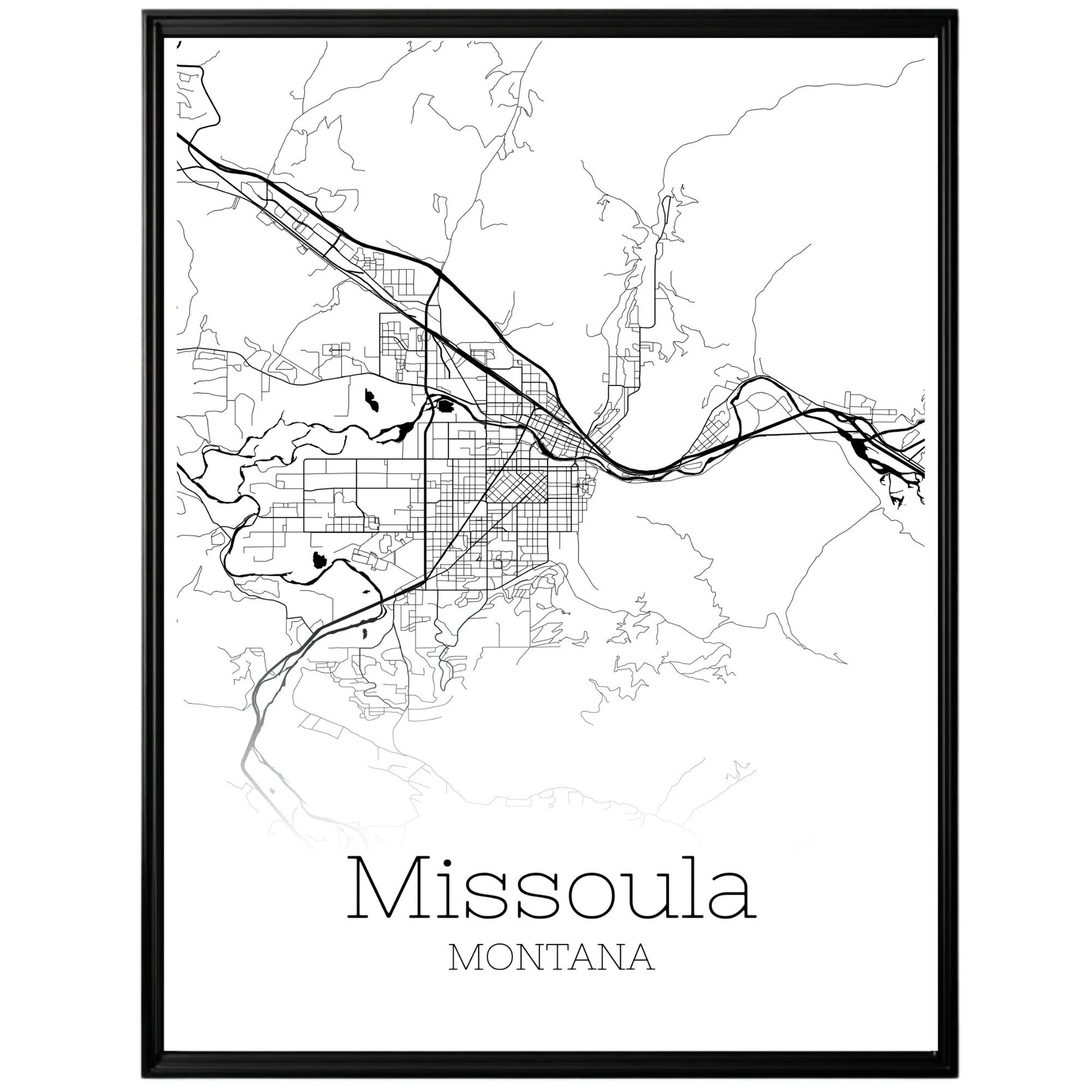 Missoula Montana City Map Poster - GroovyGrove