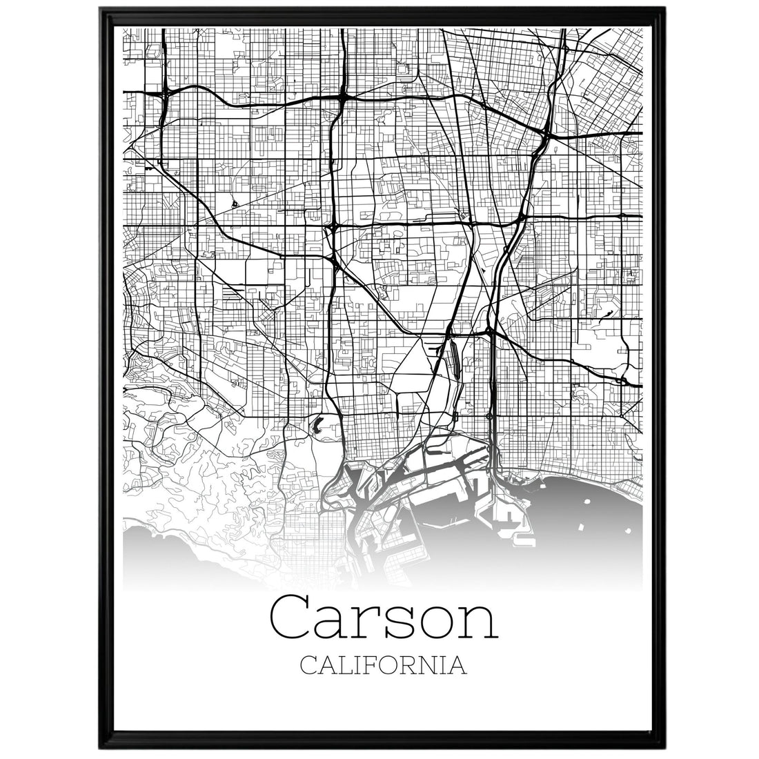 Carson California City Map Poster - GroovyGrove