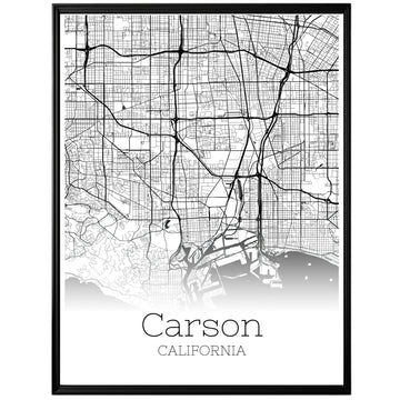 Carson California City Map Poster - GroovyGrove