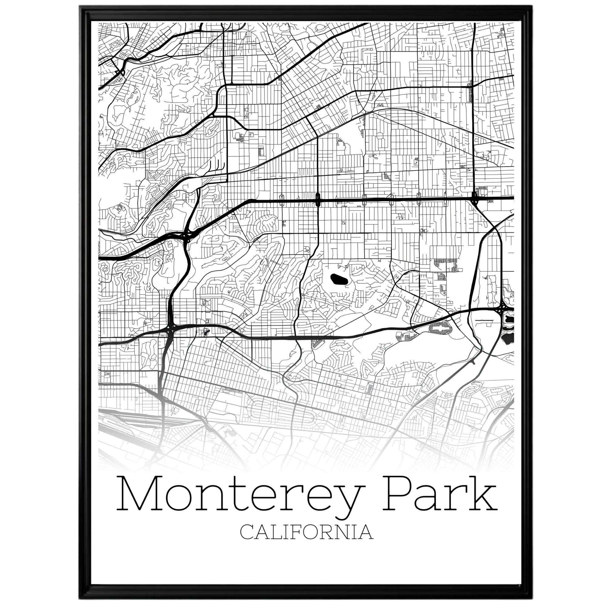 Monterey Park California City Map Poster - GroovyGrove