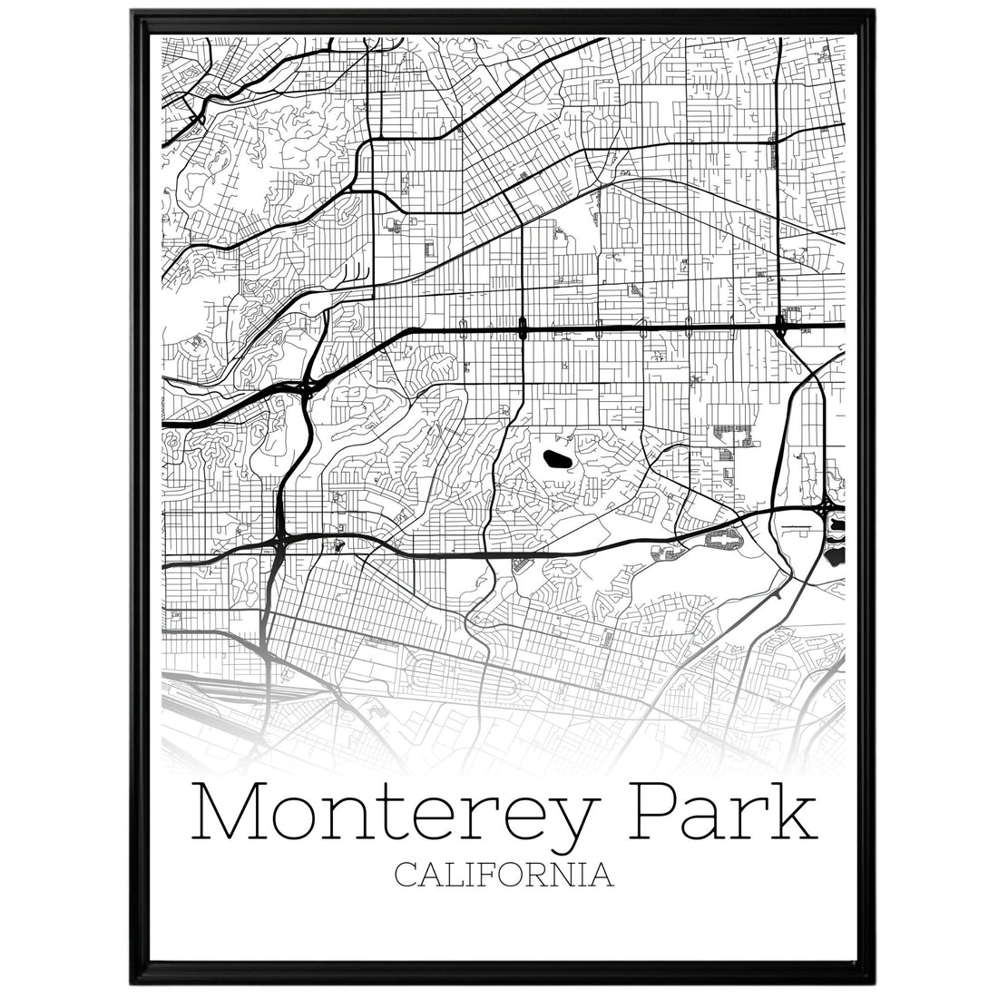 Monterey Park California City Map Poster - GroovyGrove