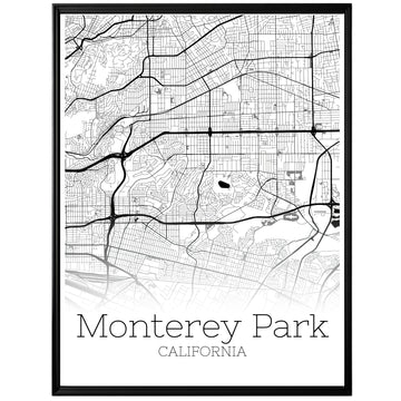 Monterey Park California City Map Poster - GroovyGrove