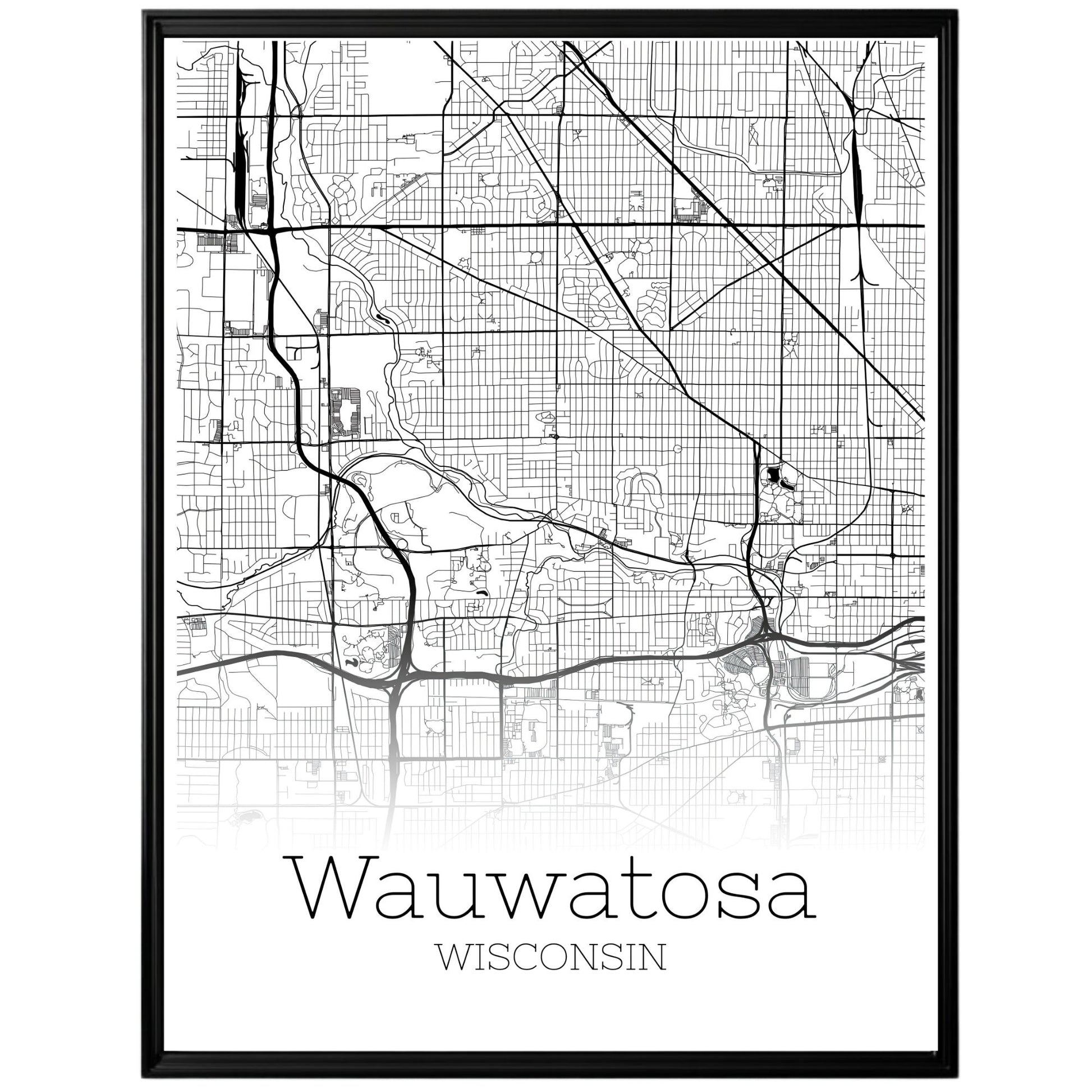 Wauwatosa Wisconsin City Map Poster - GroovyGrove