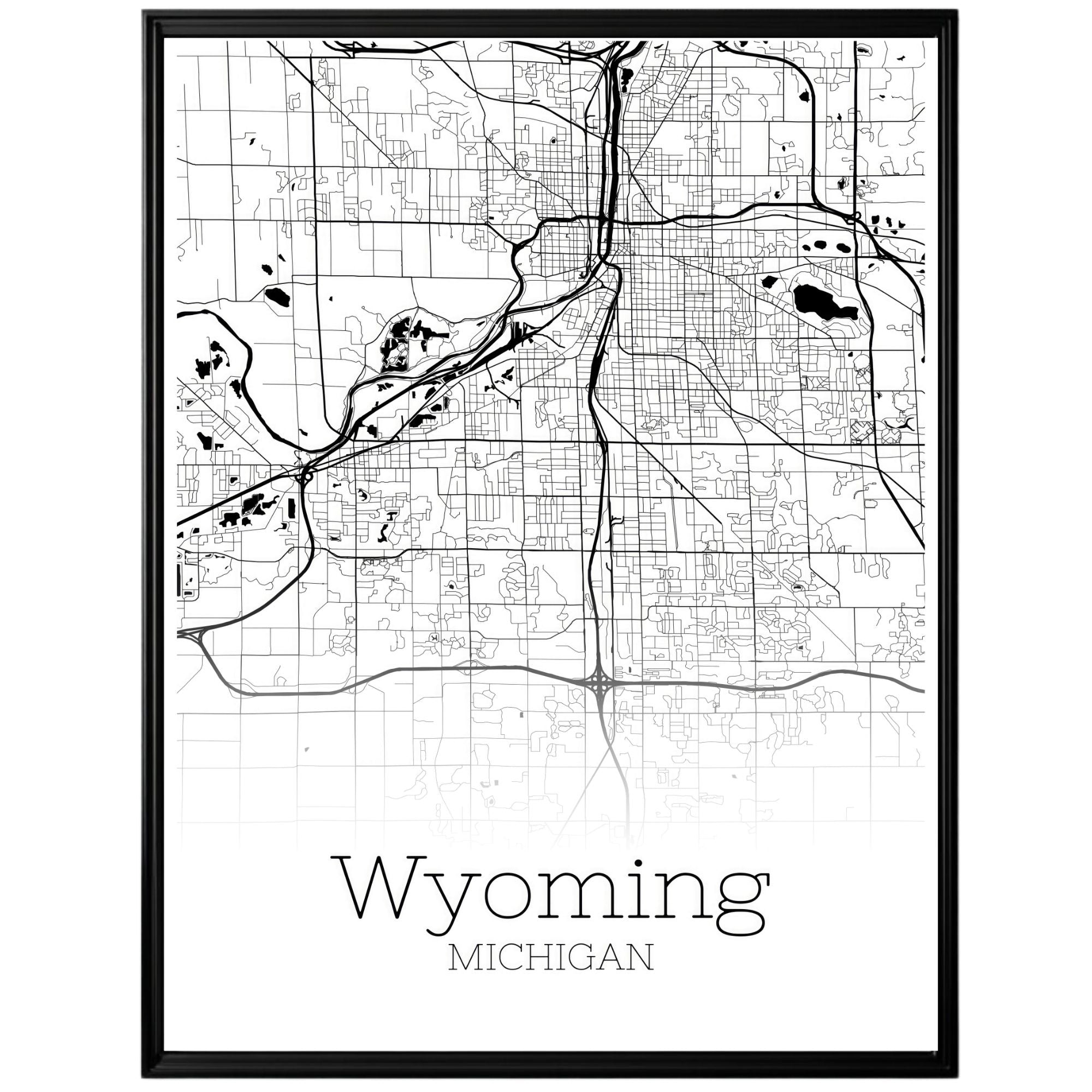 Wyoming Michigan City Map Poster - GroovyGrove