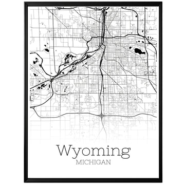 Wyoming Michigan City Map Poster - GroovyGrove