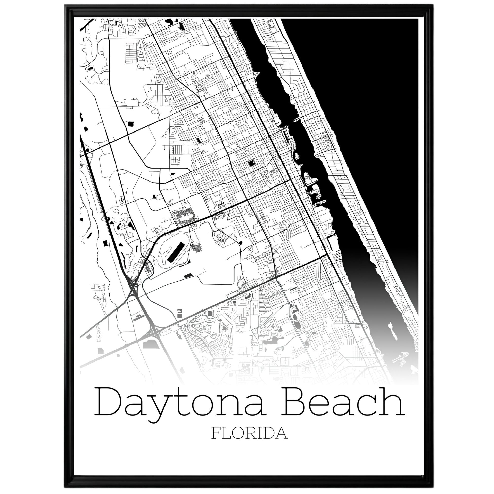 Daytona Beach Florida City Map Poster - GroovyGrove