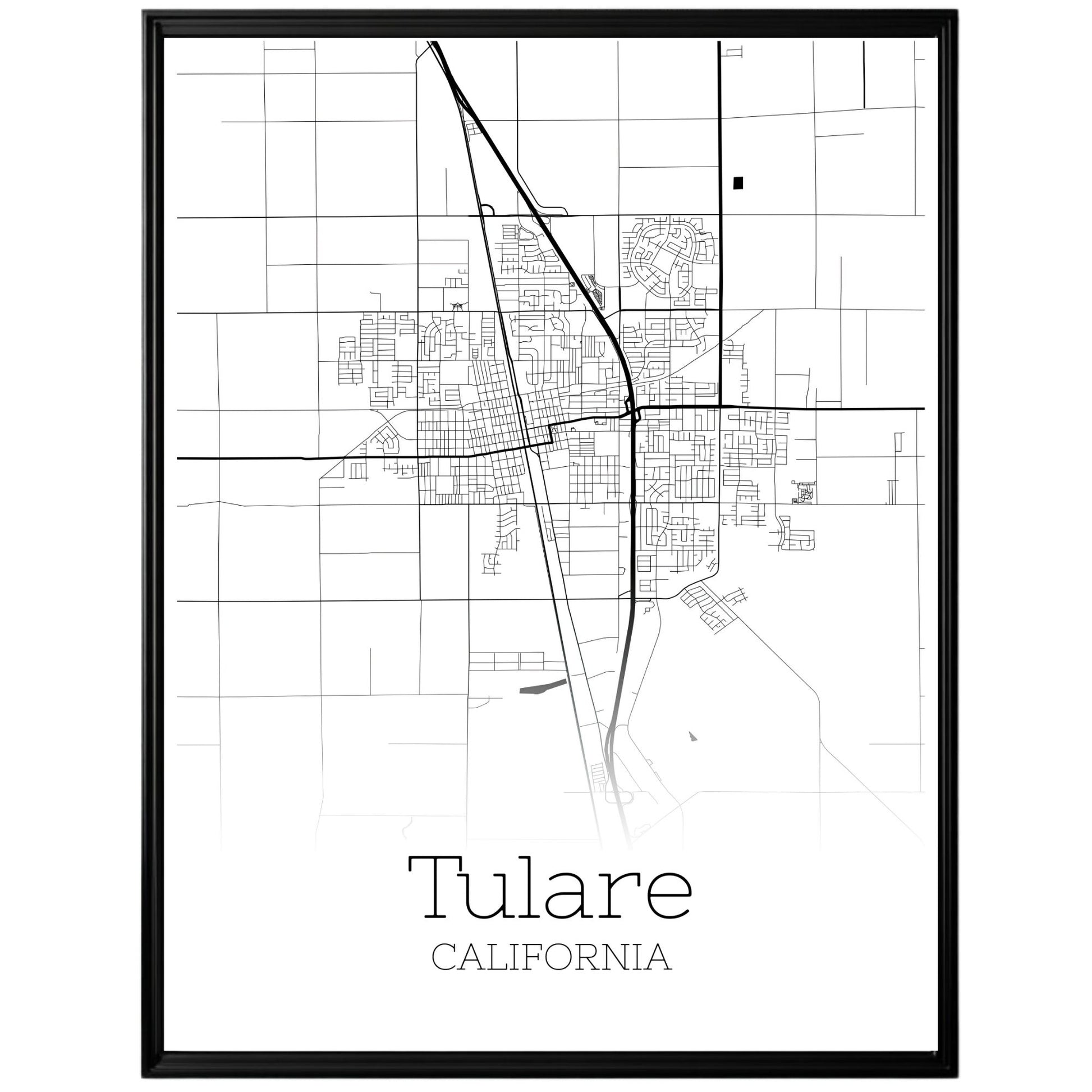 Tulare California City Map Poster - GroovyGrove