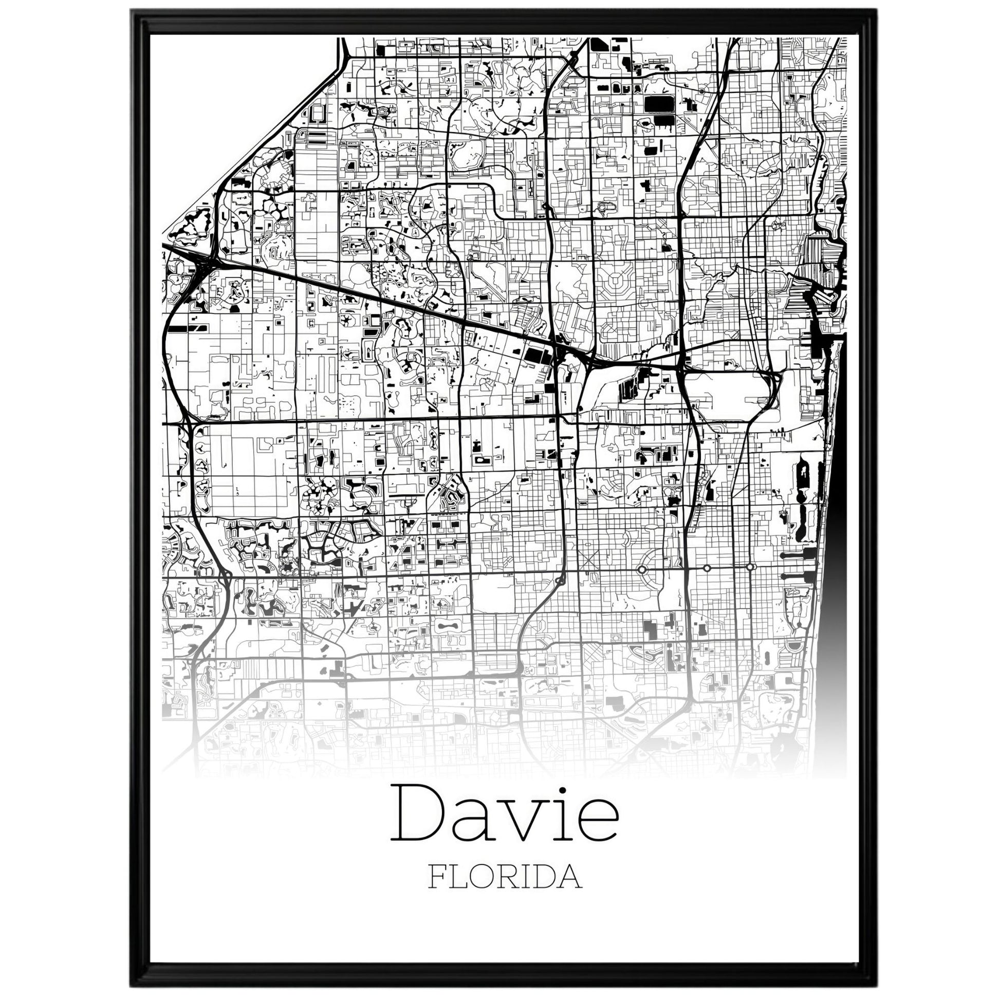 Davie Florida City Map Poster - GroovyGrove