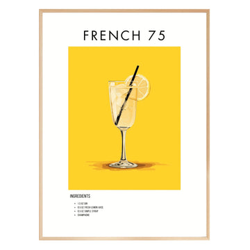 French 75 Retro Cocktail Poster - GroovyGrove