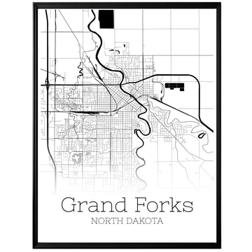 Grand Forks North Dakota City Map Poster - GroovyGrove