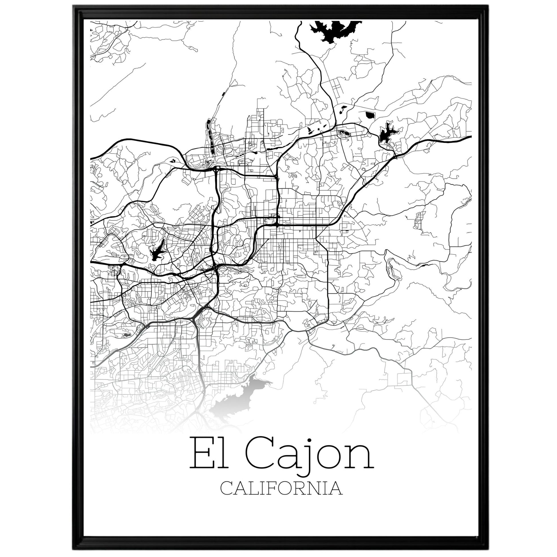 El Cajon California City Map Poster - GroovyGrove