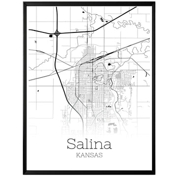 Salina Kansas City Map Poster - GroovyGrove