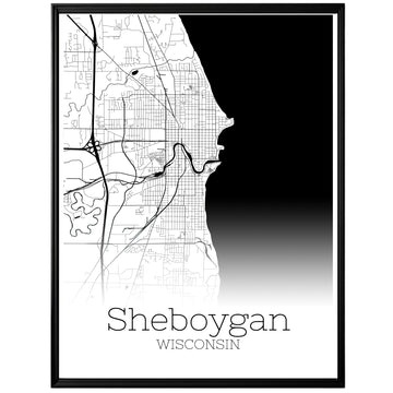 Sheboygan Wisconsin City Map Poster - GroovyGrove