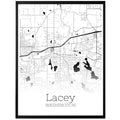 Lacey Washington City Map Poster - GroovyGrove