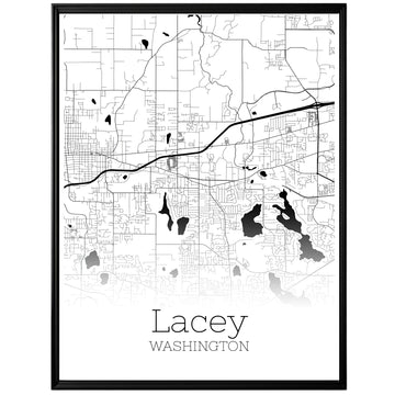 Lacey Washington City Map Poster - GroovyGrove