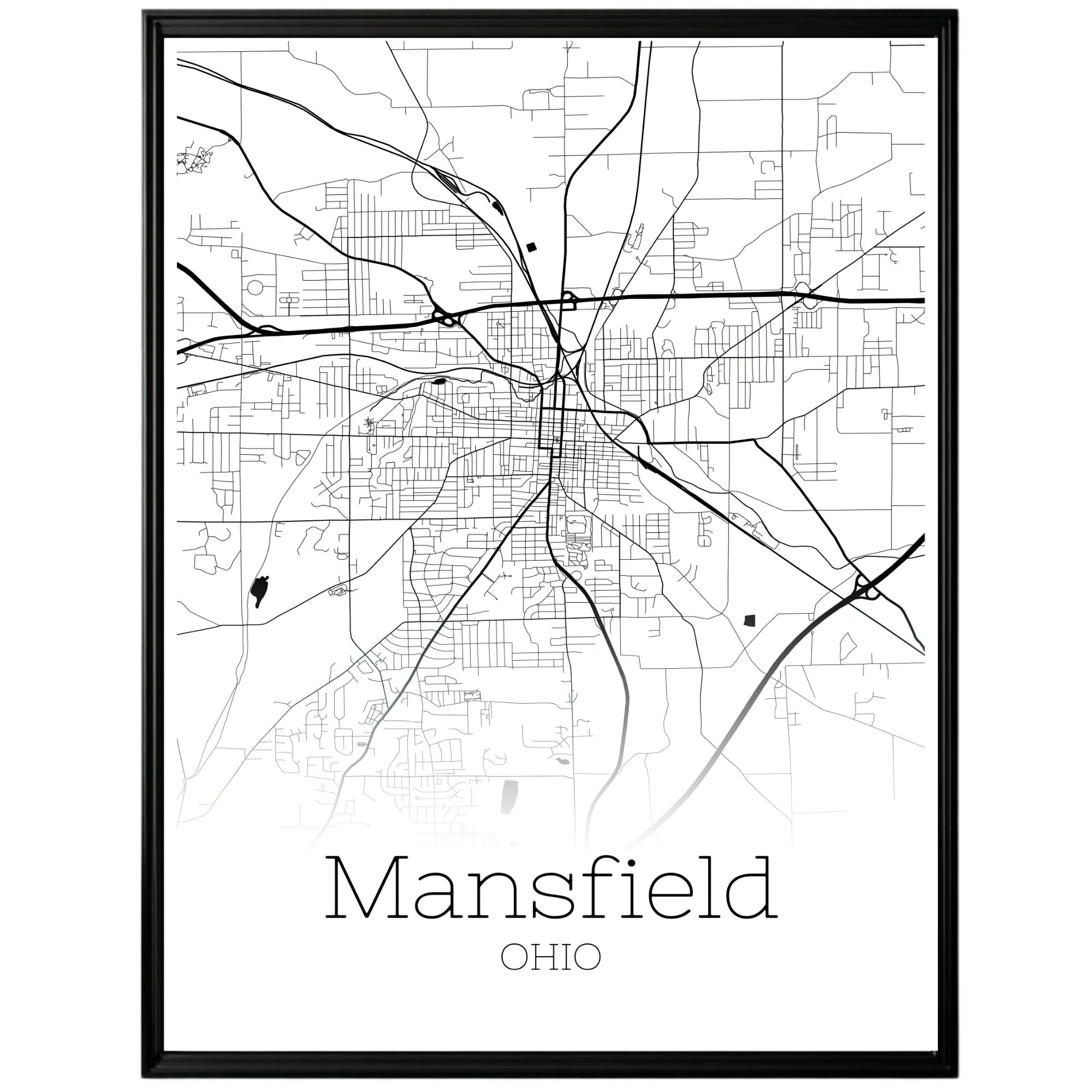 Mansfield Ohio City Map Poster - GroovyGrove