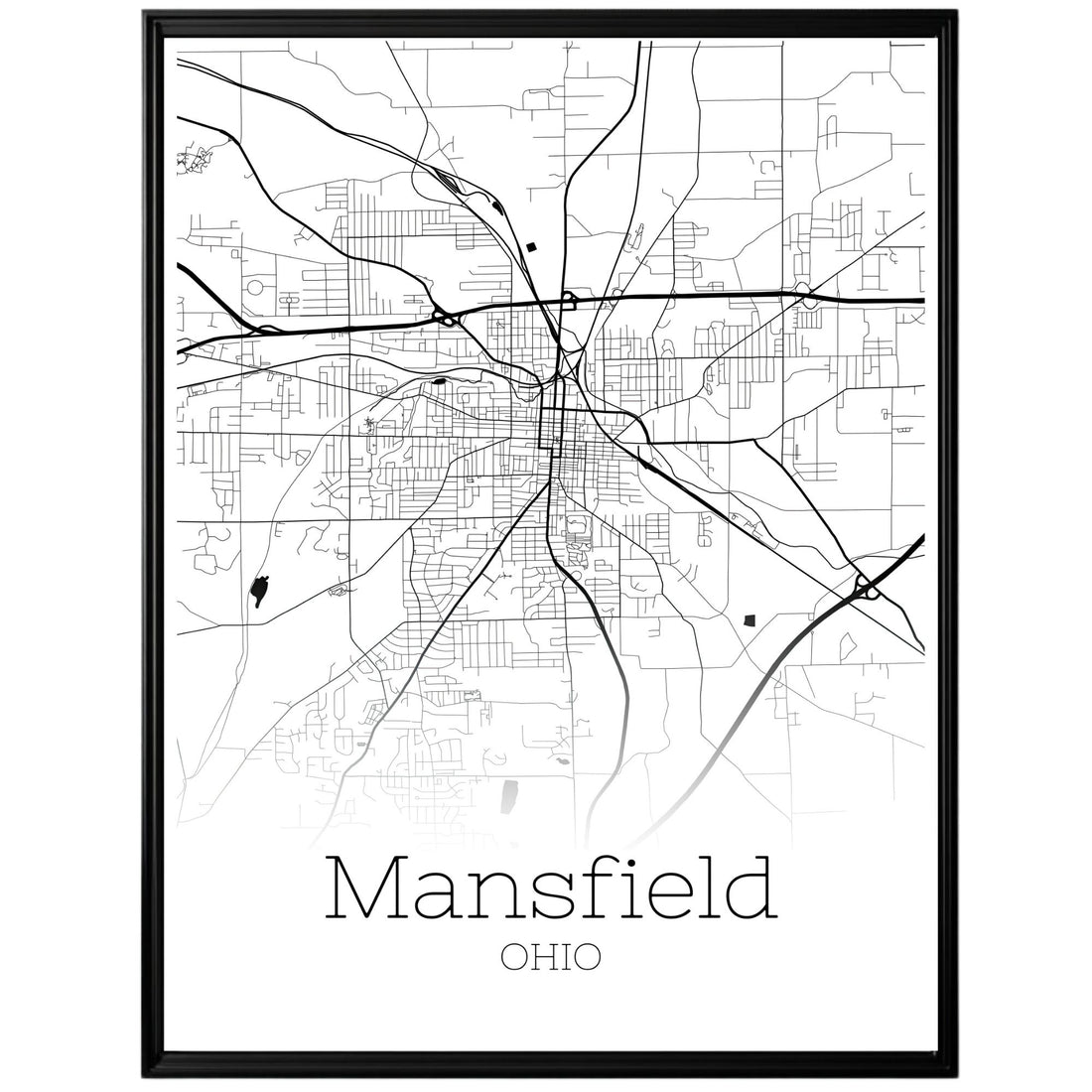 Mansfield Ohio City Map Poster - GroovyGrove