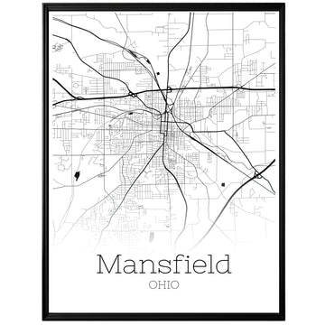 Mansfield Ohio City Map Poster - GroovyGrove