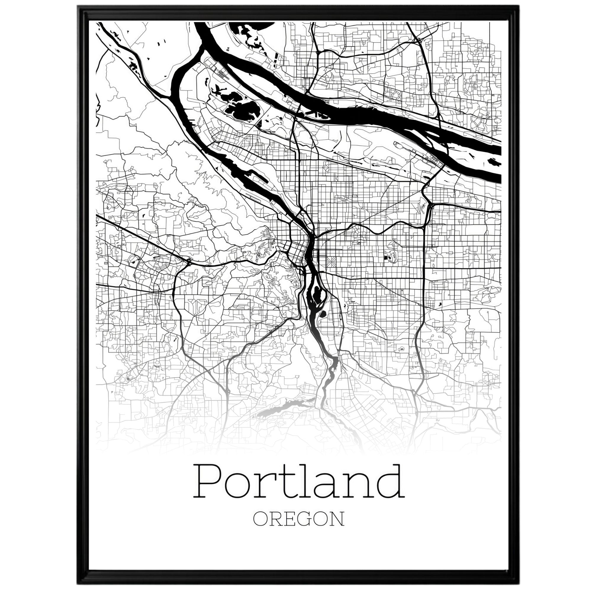 Portland Oregon City Map Poster - GroovyGrove