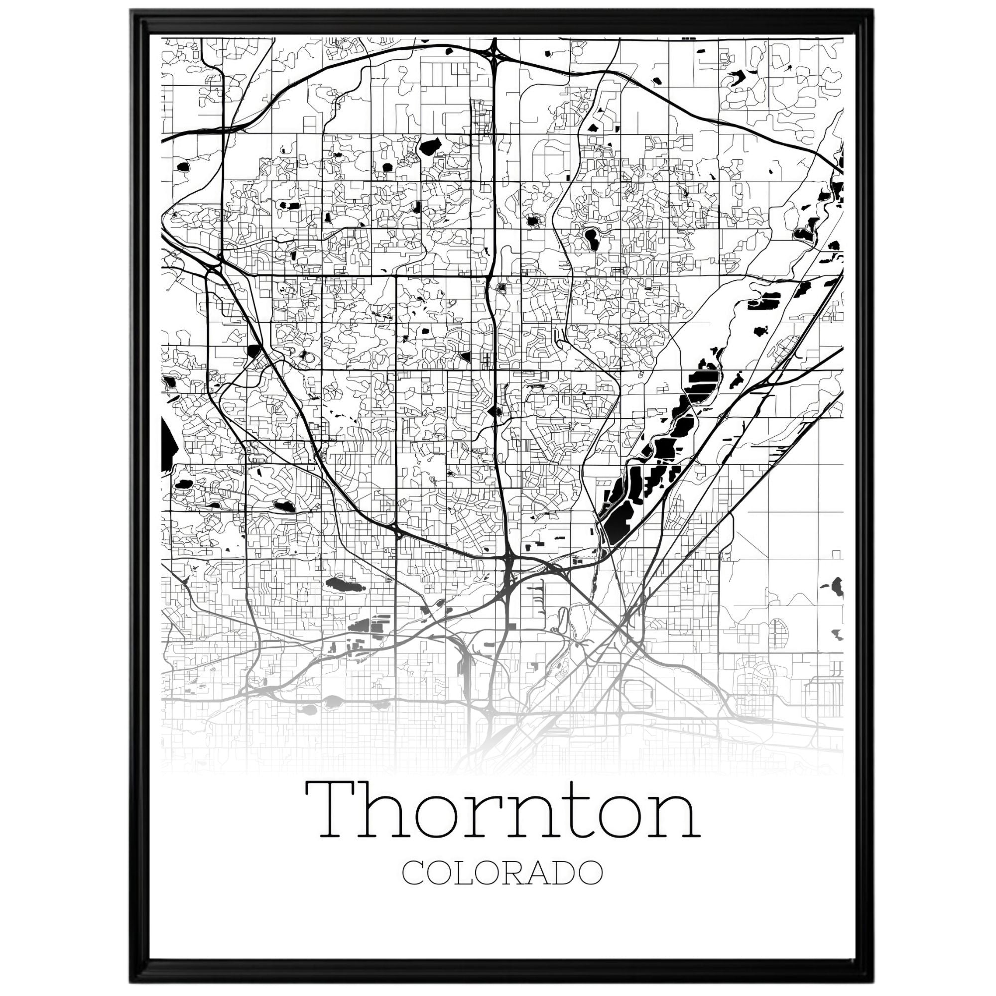 Thornton Colorado City Map Poster - GroovyGrove