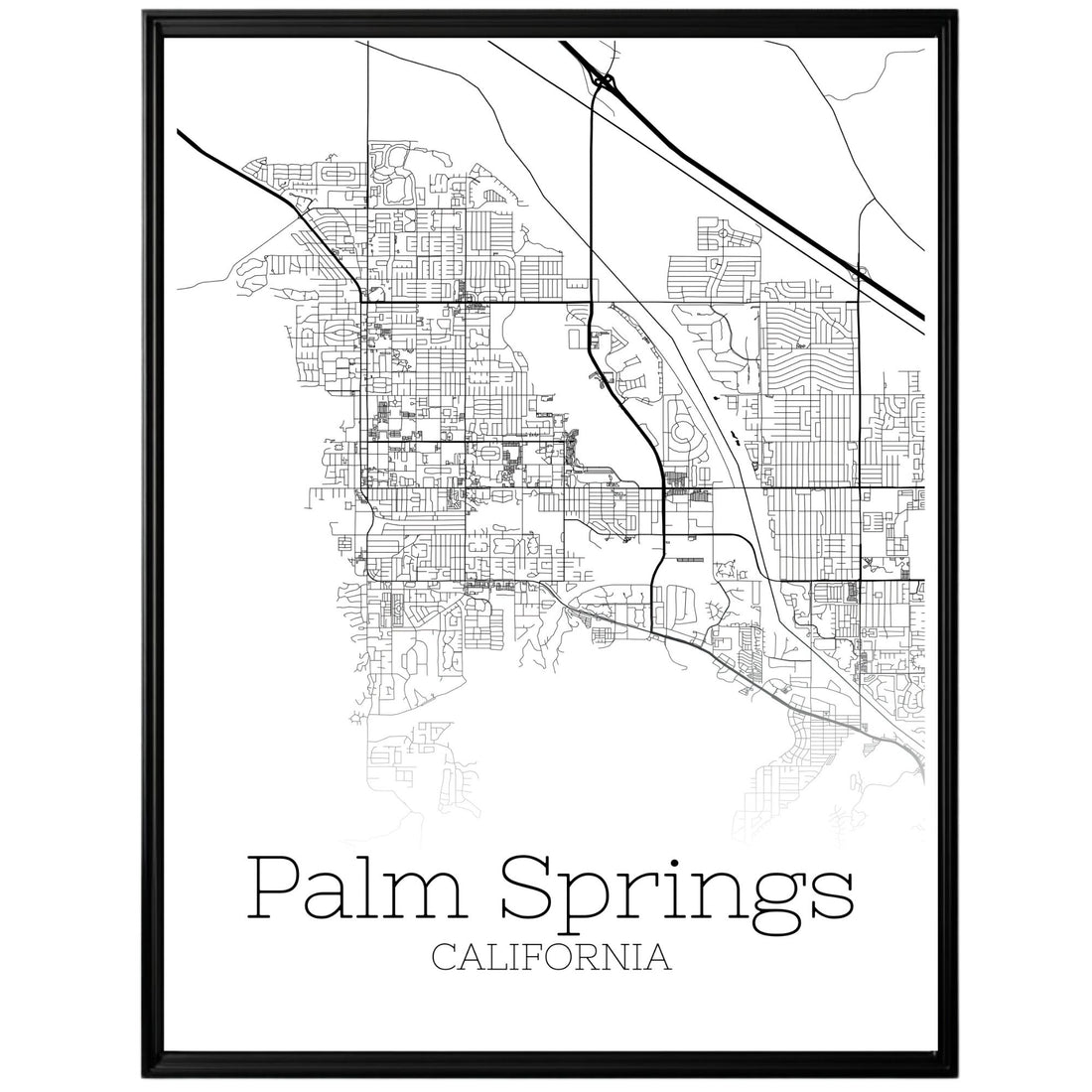 Palm Springs California City Map Poster - GroovyGrove